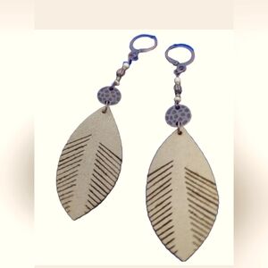 Teardrop Flourish Lightweight  Wooden Dangle Earrings NWT